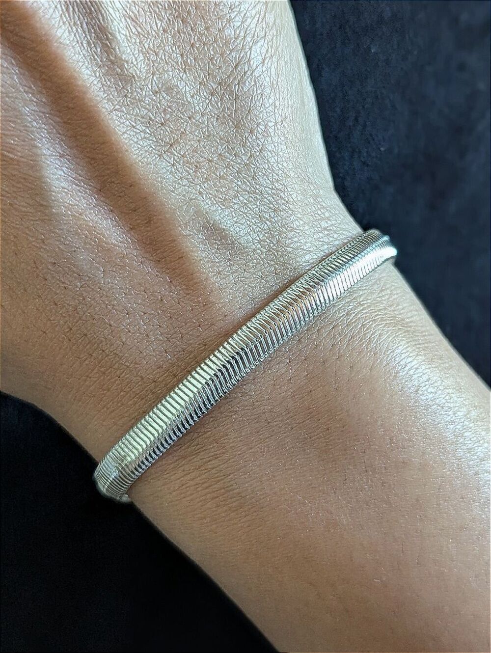 Silver Flat Snake Chain Herringbone Women's Men Silver Plated Minimalist Modern
